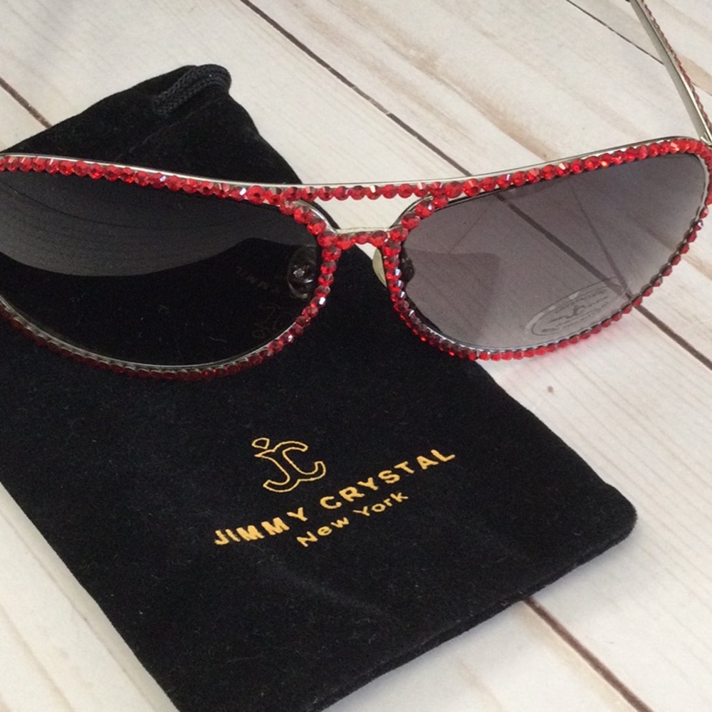 Jimmy Crystal sunglasses with hand set red Swarovski crystals